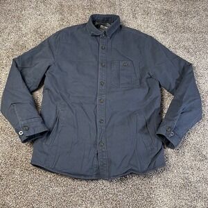 Line Of Trade Shacket Mens Size Medium Navy Blue Button Jacket Quilt Lined Twill